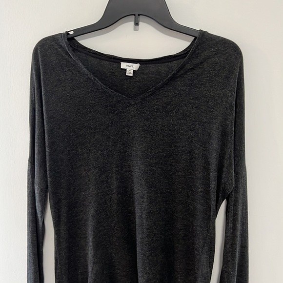 VINCE Dark Grey Long Sleeve V Neck Top Size XS - Picture 2 of 7